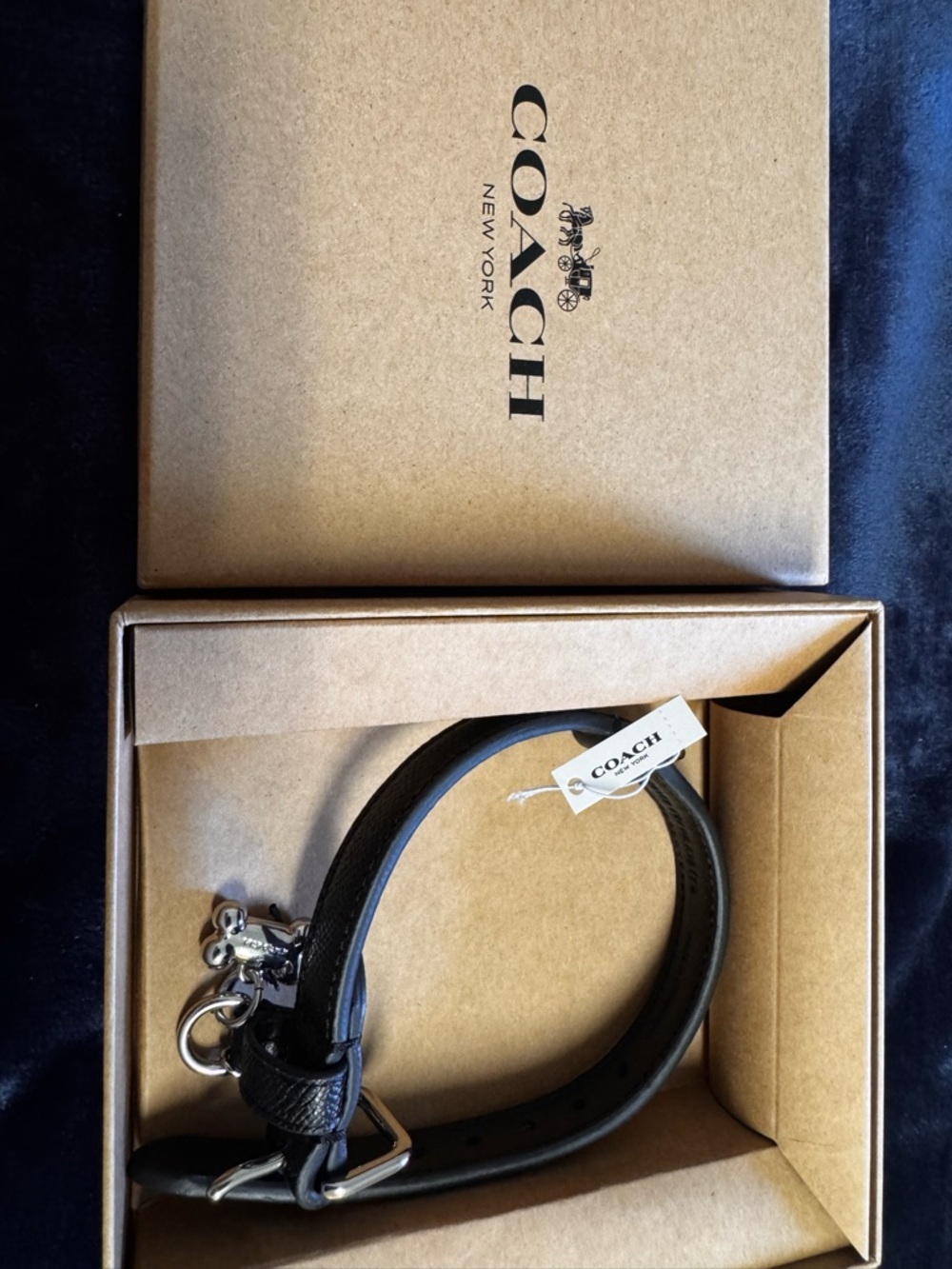 Coach Black Leather Key Loop with Silver Hardware - Picture 3 of 3